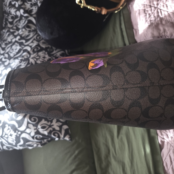 Coach Brown Floral Tote Bag - Picture 5 of 9